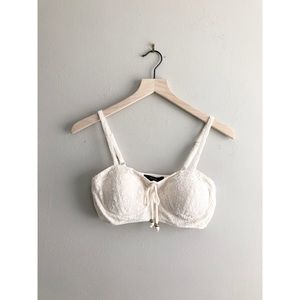 Forever 21 Crochet Crop Top with Beaded Tie